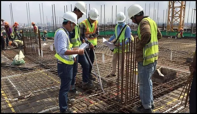 B N Construction & Infrastructure Private Limited team reviewing work at a construction site